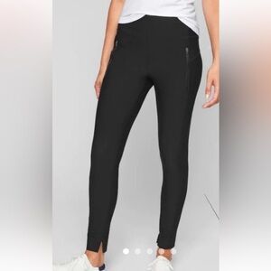 ATHLETA Stellar leggings w/ Raw Slit hem bottoms Black NWOT Size XS